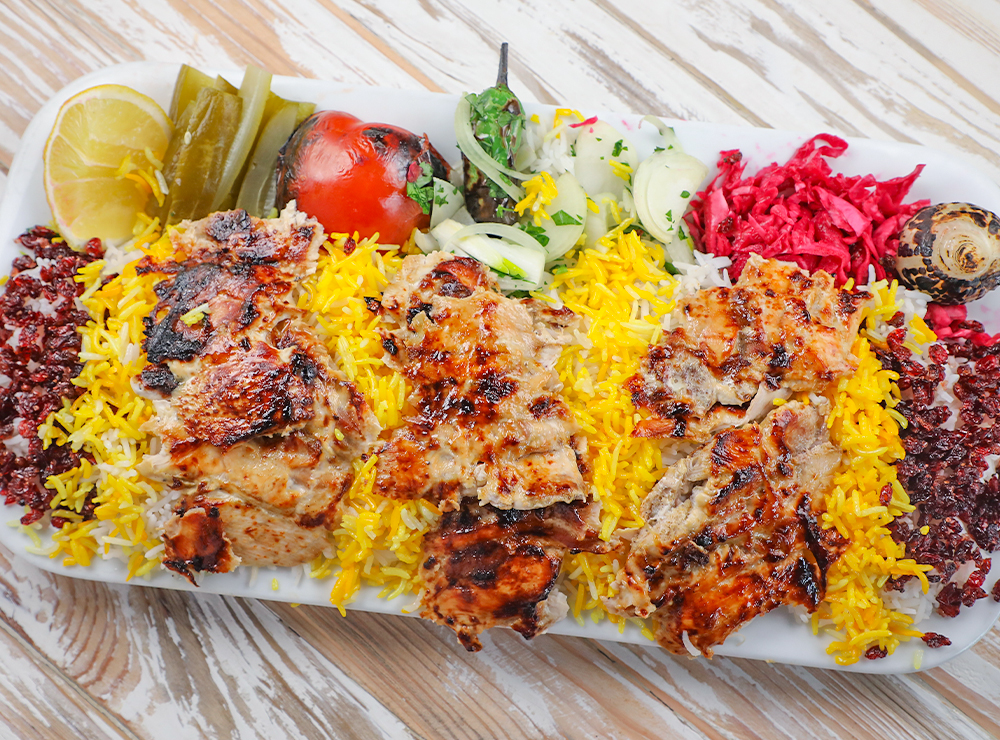 رز مع شاورما دجاج
