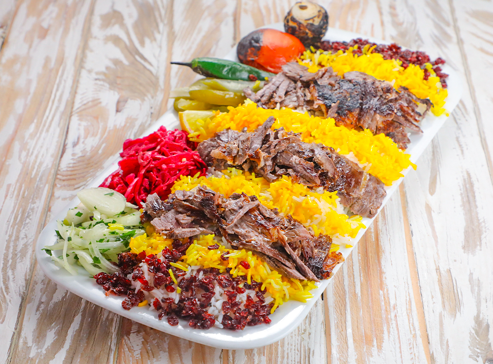 رز مع شاورما لحمة